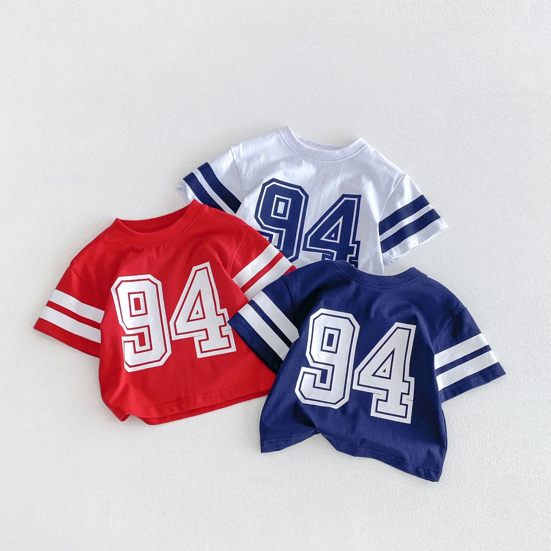 

2026 Summer New Children Short Sleeve T Shirts Cotton Boys Dight Print Casual Tee Sporty Style Girls Loose Tops Kids Clothes