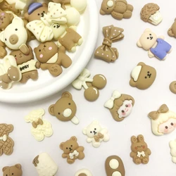 10pcs Cartoon Bear Series Resin Embellishments Flatback Cabochons Decoden Charms DIY Jewelry Craft Decoration Hair Accessories