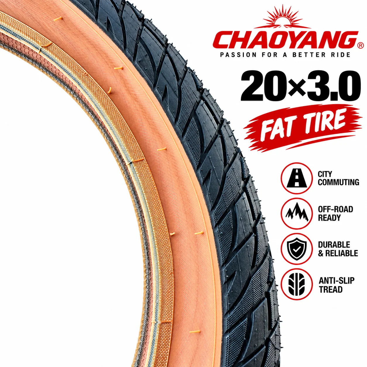 CHAOYANG H-5213E 20x3.0 Fatbike-Reifen 76-406 30TPI 770g E-Bike Fahrradreifen 2er-Pack – Detail 7