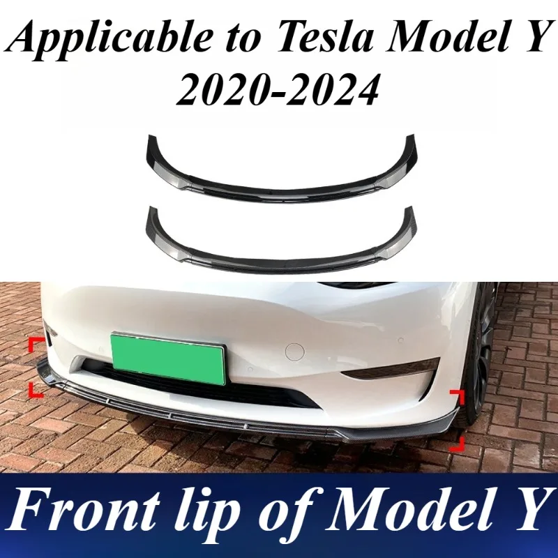 

For Tesla Model Y 2020-2024 Front Bumper Lip Spoiler Splitter Corner Protector Anti-Scuff Glossy Black Exterior Body Car Styling