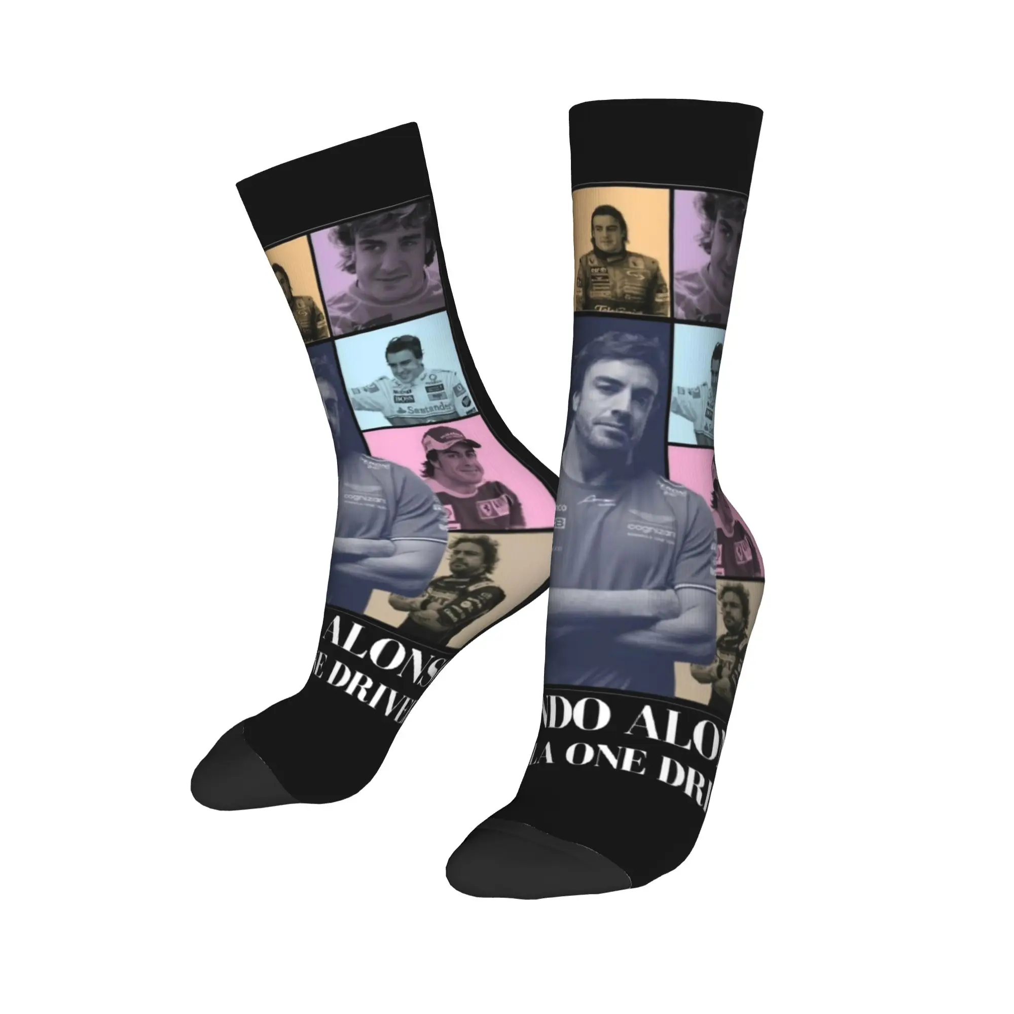 Funny Fernando Alonso Driver Basketball Socks The Eras Poster Polyester Long Socks for Women Men Sweat Absorbing