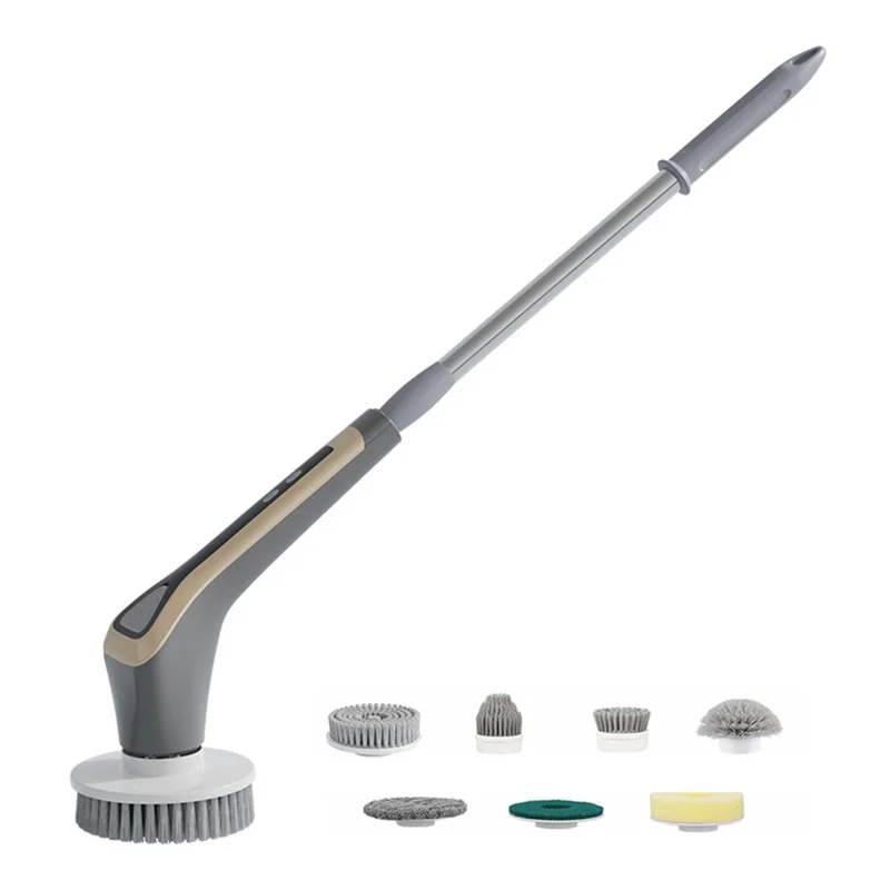 

B69C Electric Spin Scrubber Shower Scrubber Ipx7 With 7 Replaceable Brush Heads And Adjustable Removable Extension Handle B