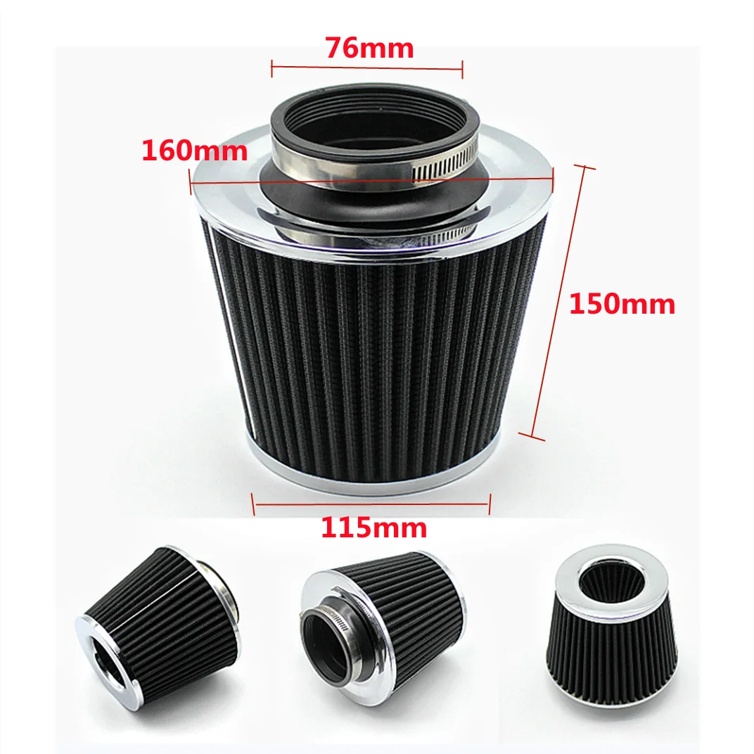 

76MM 3 Inch Car Air Filter High Flow Intake FilterIntake Filter Sport Power Mesh Cone Cold Air Induction Kit Universal Car Parts