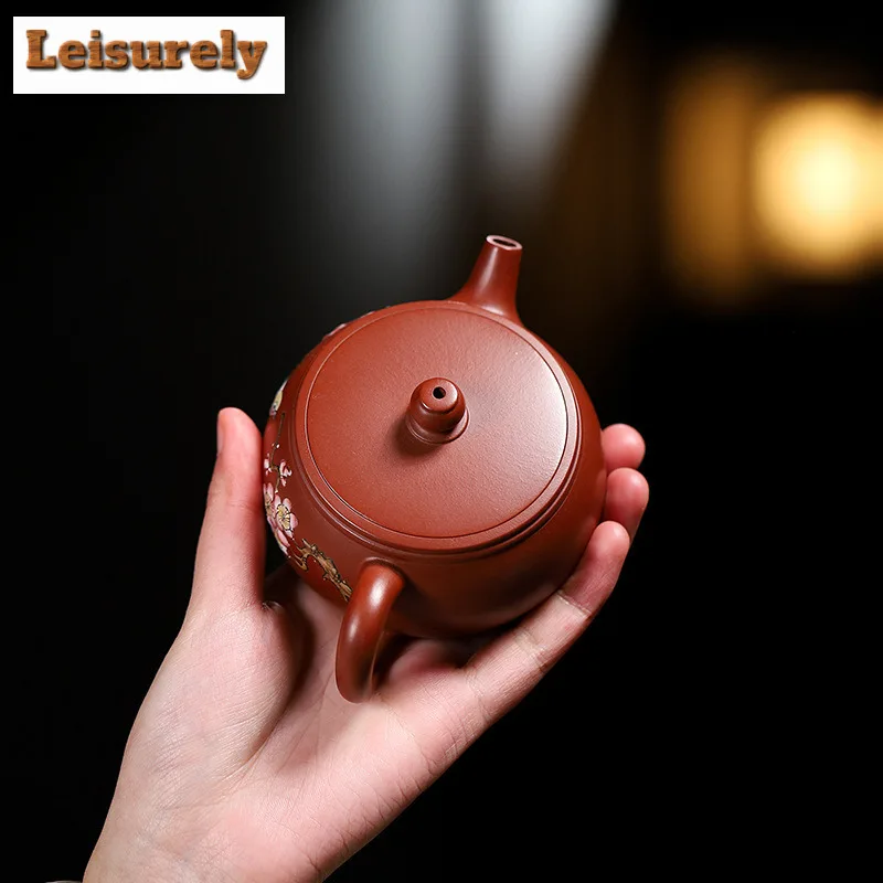 160ml Yixing Purple Clay Teapots Master Handmade Colour Enamels Well Curb Pot Raw Ore Dahongpao Mud Kettle Zisha Tea Set Craft