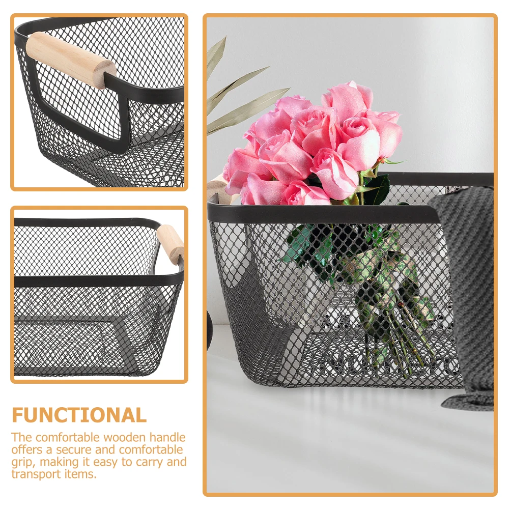 

Metal Mesh Basket Wire Storage Baskets White Medium Size Scandinavian Decorative Baskets for Shelves Bathroom Pantry Farmhouse