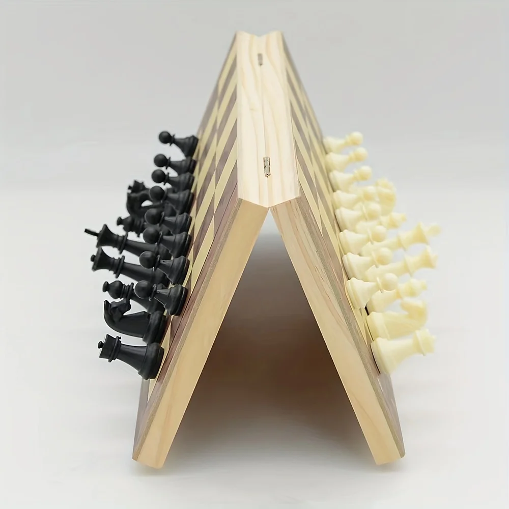 Schach Magnetisches faltbares Schachspiel aus massivem Holz Schachbrett Kinder Geschenk Familienstrategie Schachspiele – Detail 10