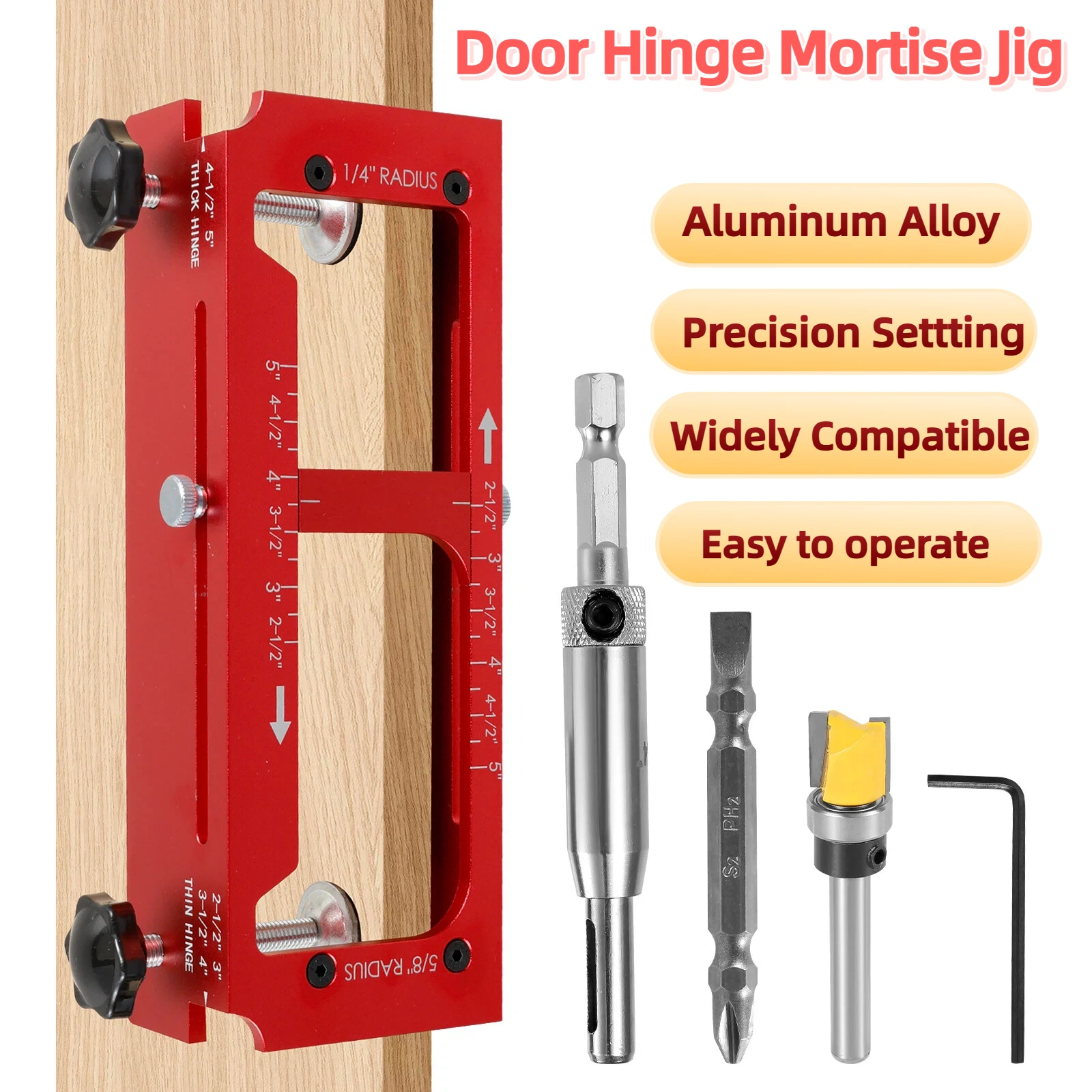 

2 in 1 Hinge Drilling Fixture Combination Adjustable Durable Door Frame Stable Locator Woodworking Installation Auxiliary Tools
