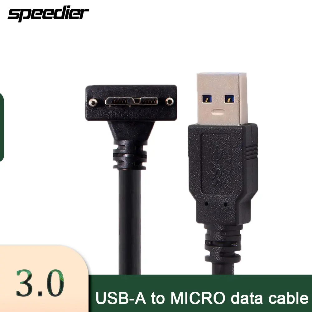 USB 3.0 A Male To Micro USB Elbow with Screws 9 Pin Male 90 Degree Data Cable Backward Compatible with USB 2.0