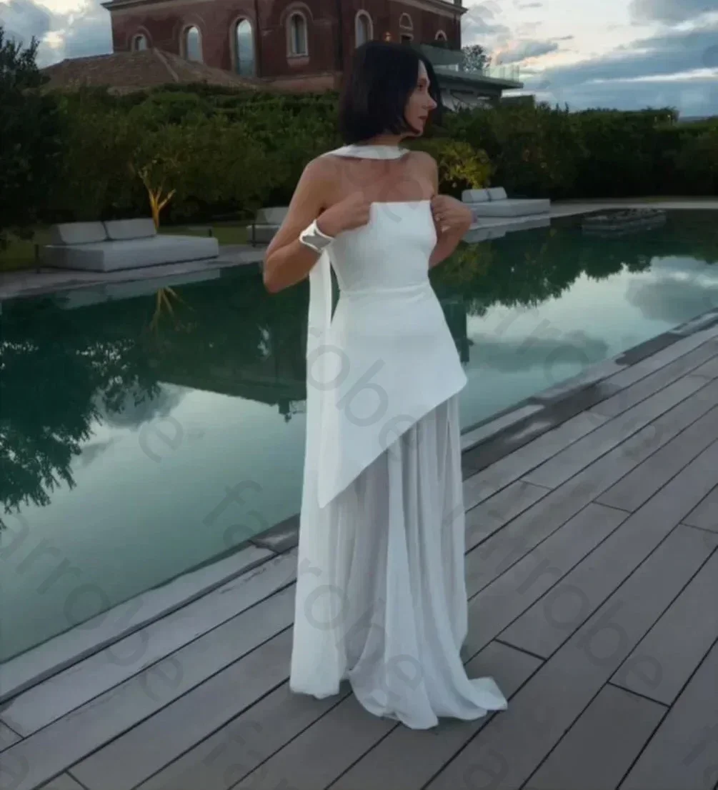 エレガントなウエディングドレス A ラインノースリーブスリットイブニングドレス絶妙な高品質の機会フォーマルパーティードレス女性のためのカスタマイズ