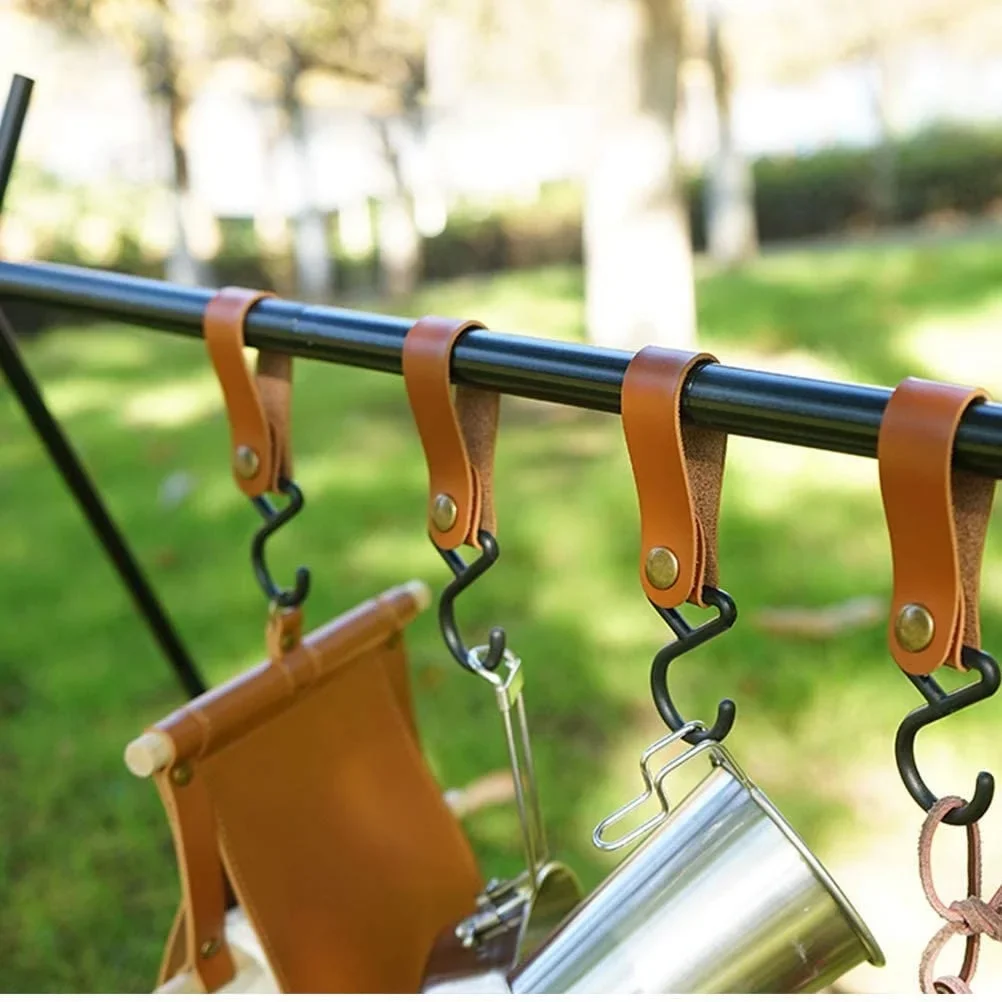 Gancio in pelle PU per esterni/gancio per utensili da cucina multifunzionale/gadget e accessori per Rack per detriti da campeggio per escursionismo portatile