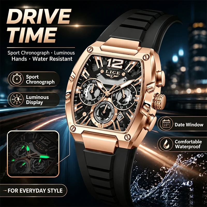 

LIGE watches for men Fashion Military Watch Men Sport Waterproof Men‘s Quartz Wristwatch Luxury Luminous Chronograph reloj+BOX