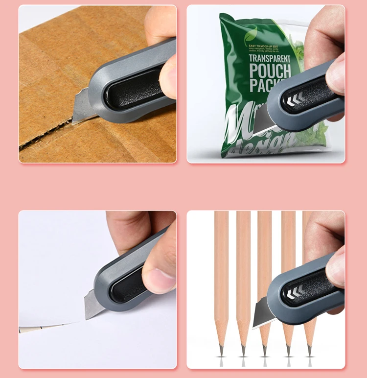 Deli mini pocket cutter Auto-Retract Utility Knife Self-Locking Design سكين Unboxing Cutter Kawaii Art Supplies knives ForSchool