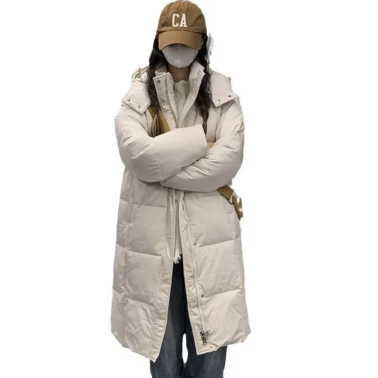 

Women Parkas Hooded Zipper Thick Casual Jacket Full Sleeve Solid Long Coats Pockets Elegant Outerwear Warm Autumn Winter