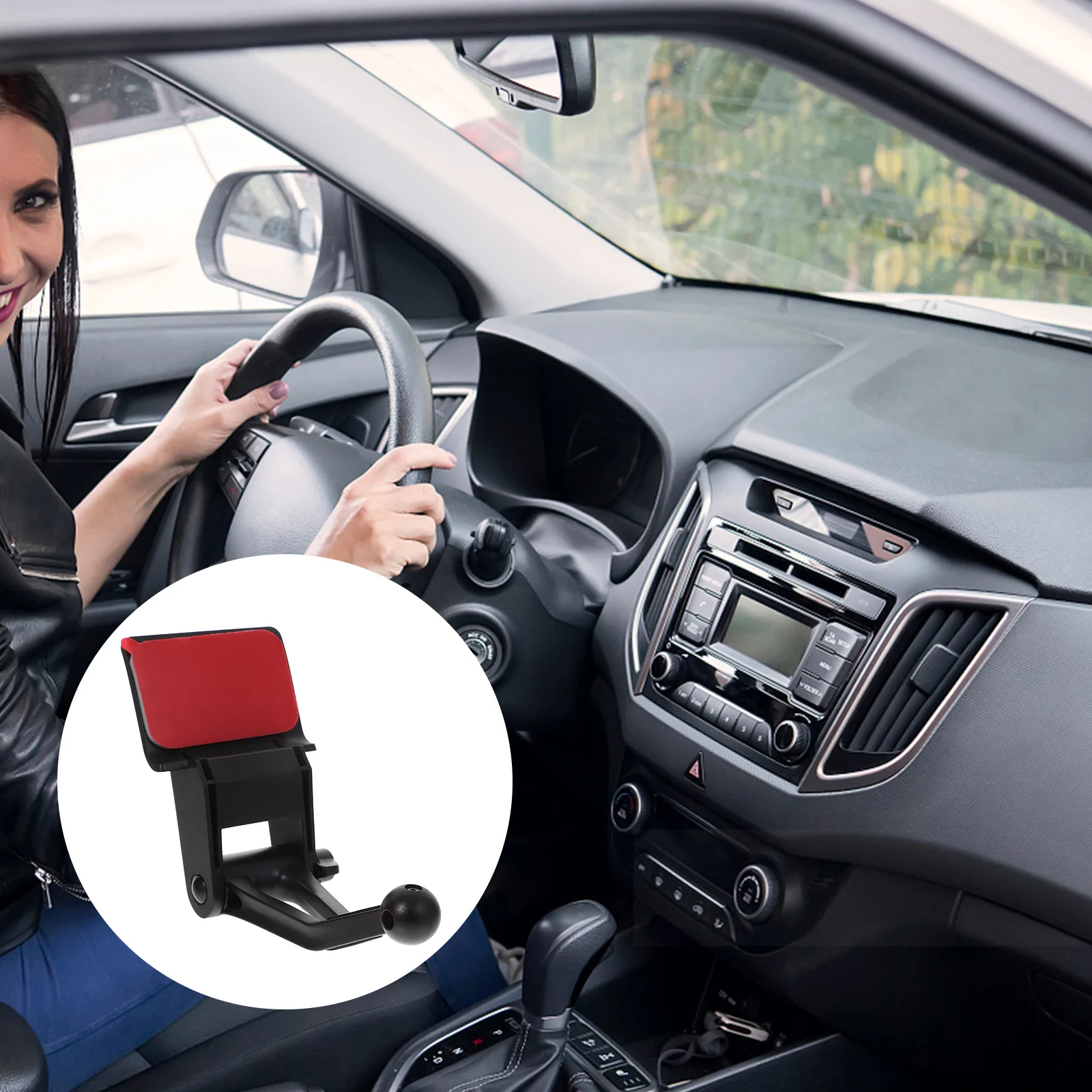 

17mm Ball Head Car Mount Phone Holder 3M Adhesive Center Console Compatible Smartphone Stand Adjustable Rotatable Angle