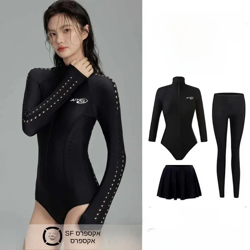 women's-one-piece-swimsuit-long-sleeve-diving-suit-hollow-out-design-slimming-sexy-ideal-for-surfing-and-underwater-activities