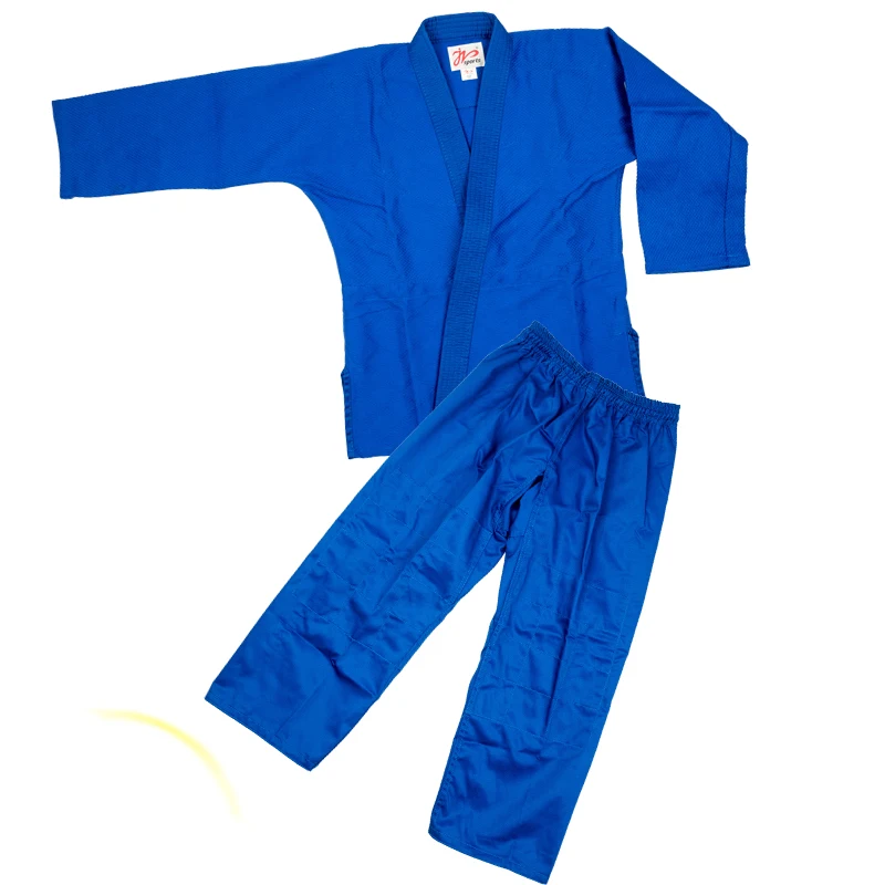 IJF-traje profesional de artes marciales para hombre y mujer, uniforme de Judo, Kimono de un solo tejido, blanco y azul, aprobado por IJF