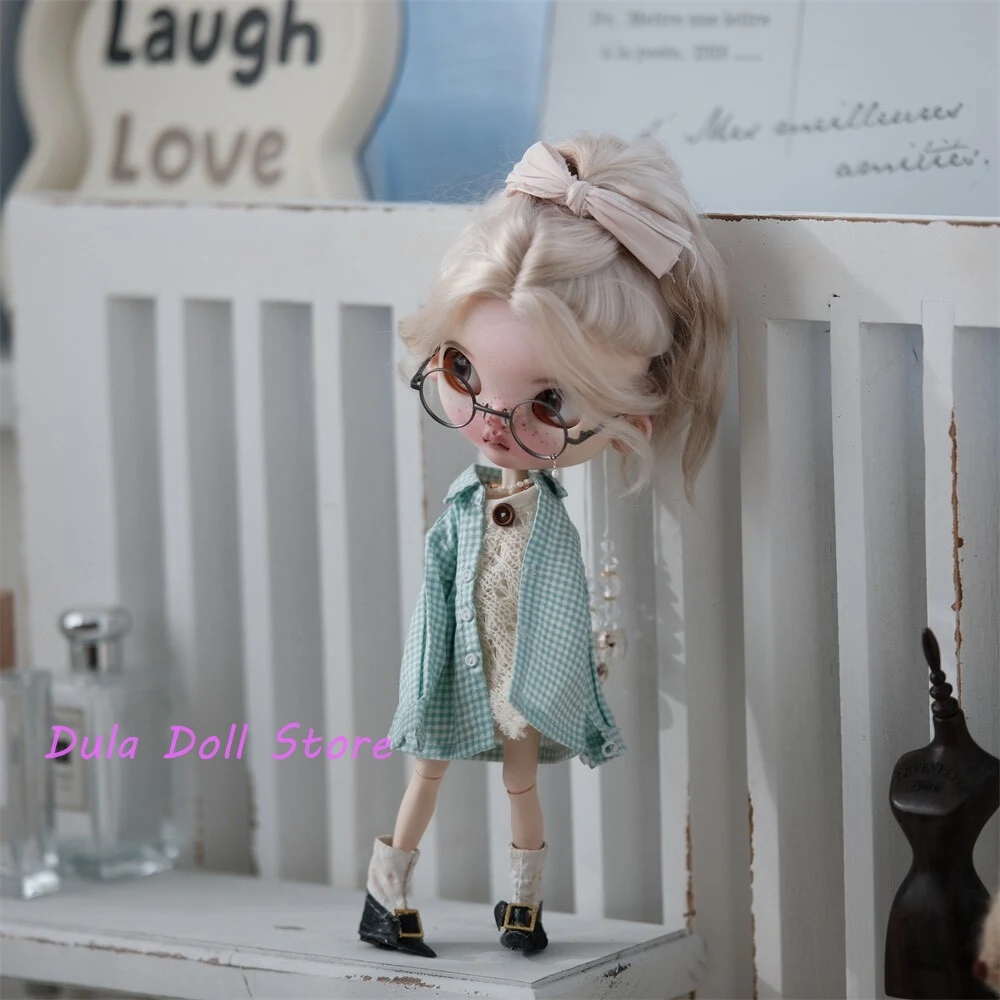 Dula Puppenkleidungskleid Neues, fünffarbig kariertes, lockeres Hemd für Blythe ob24 ob22 Licca JerryB 1/6 Bjd Doll
