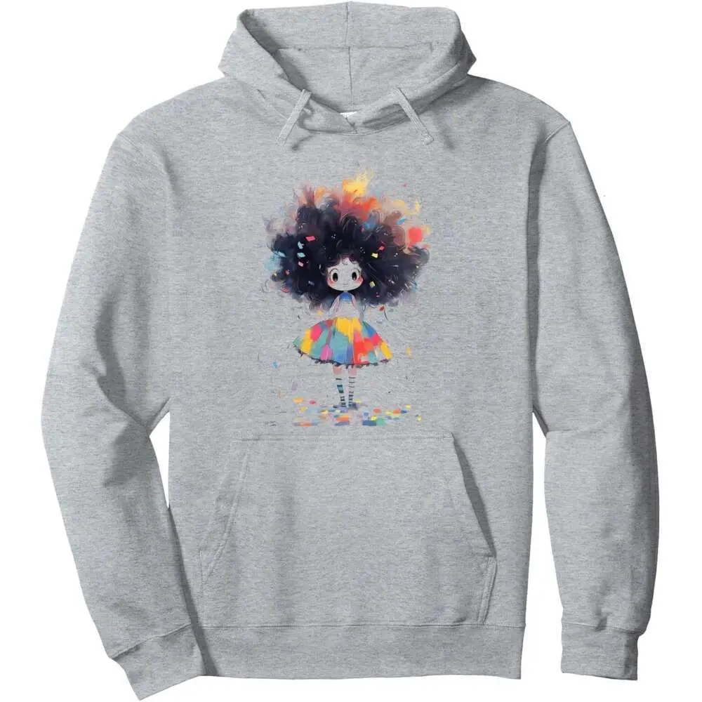 

New Rainbow Curl White Fox Hoodie Men's and Women's Cute Girls Pullover Sleeve Sweatshirt Men's and Women's Hoodie Cotton Fleece