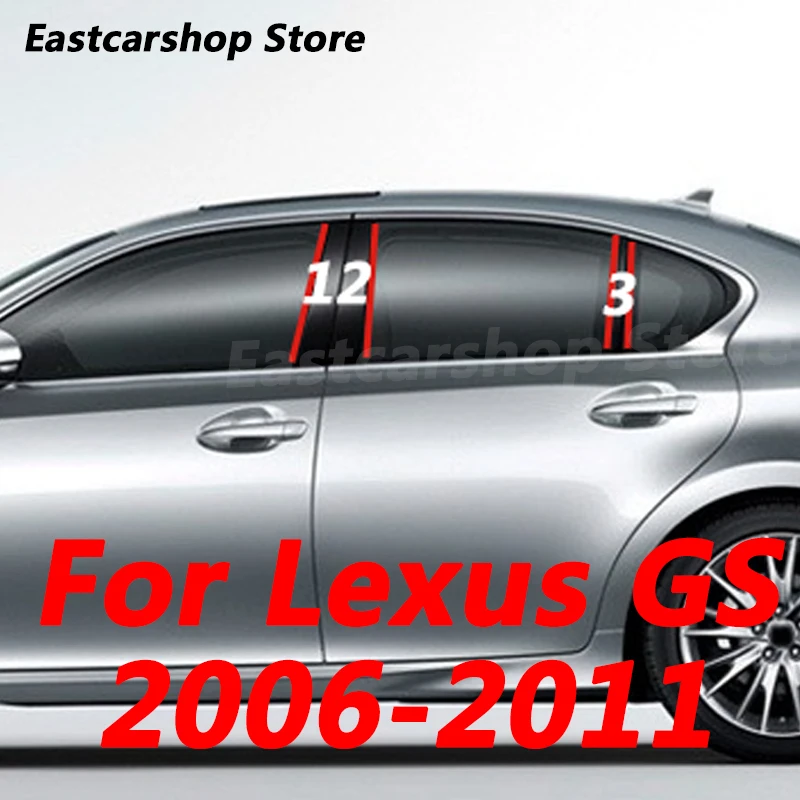 

For Lexus GS GS300 GS430 GS450h GS350 GS460 2006-2011 Car Middle Window B C Center Pillar Sticker PC Central Frame Strip Cover