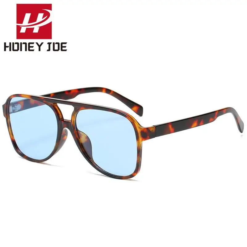 

Vintage Trendy Pilot Double Beam Sunglasses For Men Women Ins Ocean Lens Stylish Large Frame Sun Glasses Retro Fashion Outdoor