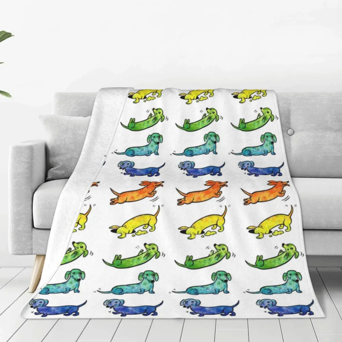 

Watercolor Dachshund Blanket Velvet Spring/Autumn Dog Animal Multi-function Soft Throw Blankets for Bedding Outdoor Rug Piece