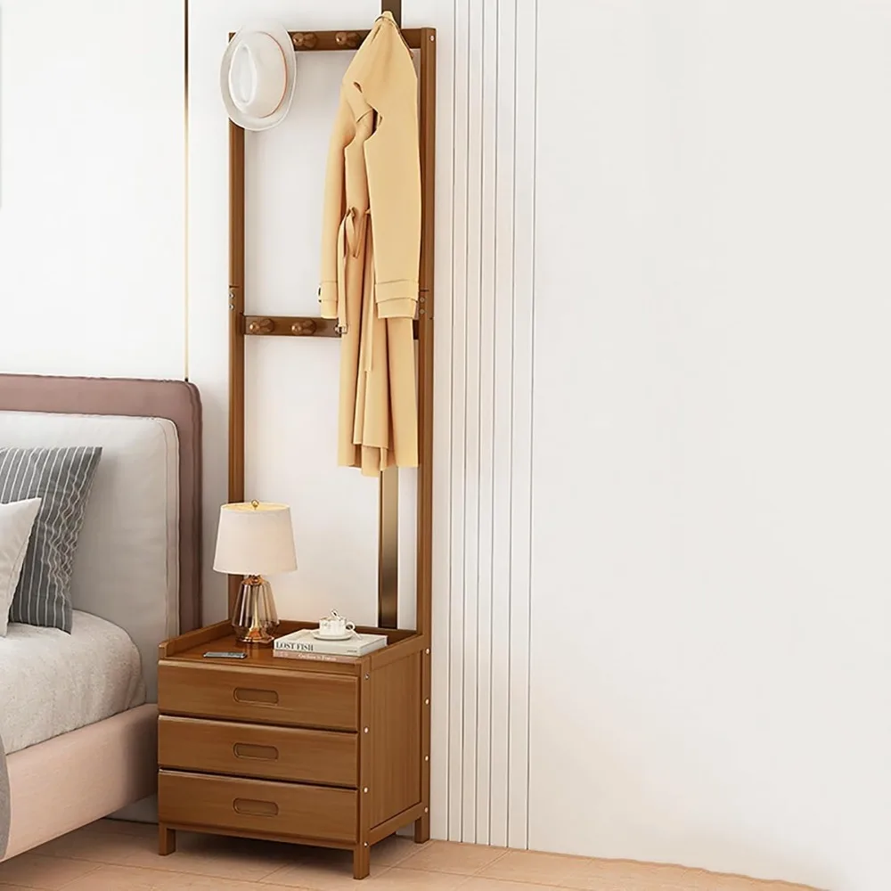 

Tall Nightstand with Drawers Night Table with Coat Rack Bedside Tables Modern Side Tables for Bedroom, Living Room, Office, Dorm
