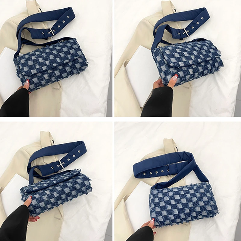 Women Bag Bag Denim Plaid Pattern Shoulder Bag Daily Commute Crossbody Bag Pillowcase Shopping