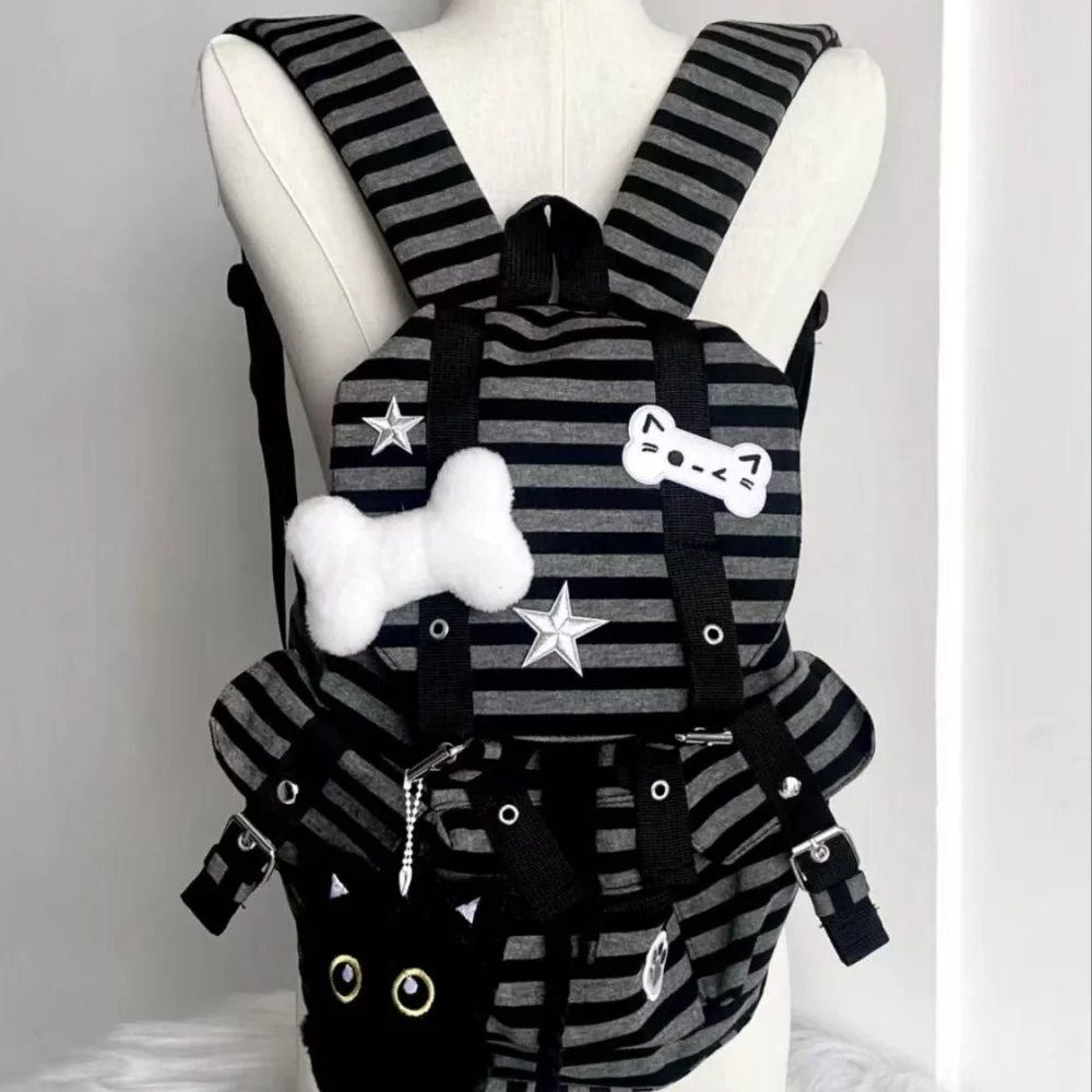 

Субкультура корейский полосатый студенческий рюкзак Y2K для девочек, повседневные студенческие сумки на шнурке, универсальные сумки-тоут большой вместимости Kpop