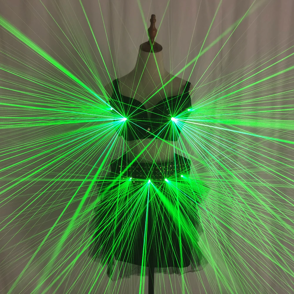 

Sci Fi Future Green Laser Costume Sexy Girl Bra Laser Belt DJ Singer Bar Nightclub Laser Rain Effect