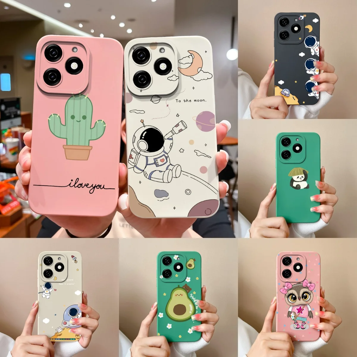 For Infinix Smart 8 Pro 8 Plus 8 HD Case Cute Astronaut Liquid Silicone Durable Simple Back Cover For infinix smart 8 Funda