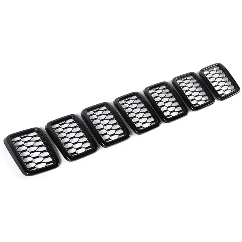 

7PCS Front Grill Mesh Inserts,Rings Covers Inserts Kit For 2017 2018 2019 2020 2021 Jeep Grand Cherokee (Black)