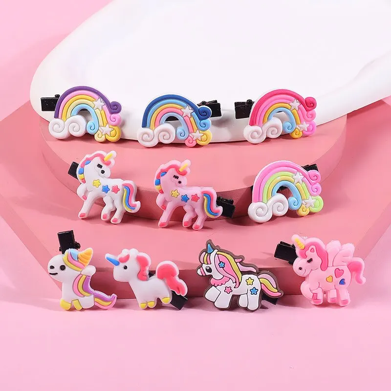 10Pcs/Set Cute Cartoon Unicorn Hair Clips for Girls Colorful Sweet Unicorn Hairpins Kids Barrettes Hair Accessories for Girls