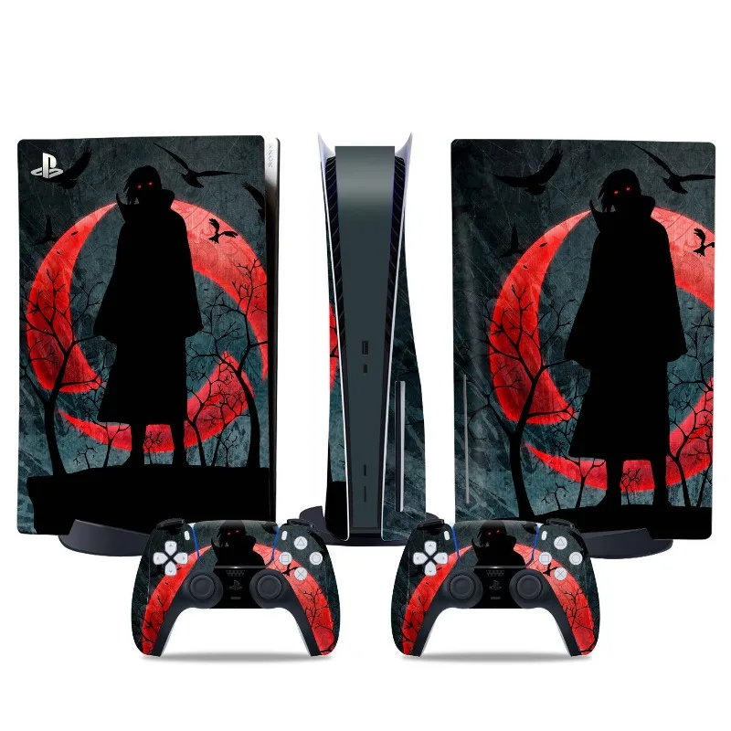 غطاء ملصق جلدي رقمي جديد من Naruto PS5 لوحدة التحكم PlayStation 5 ووحدة التحكم ملصق حماية مضاد للماء من Itachi
