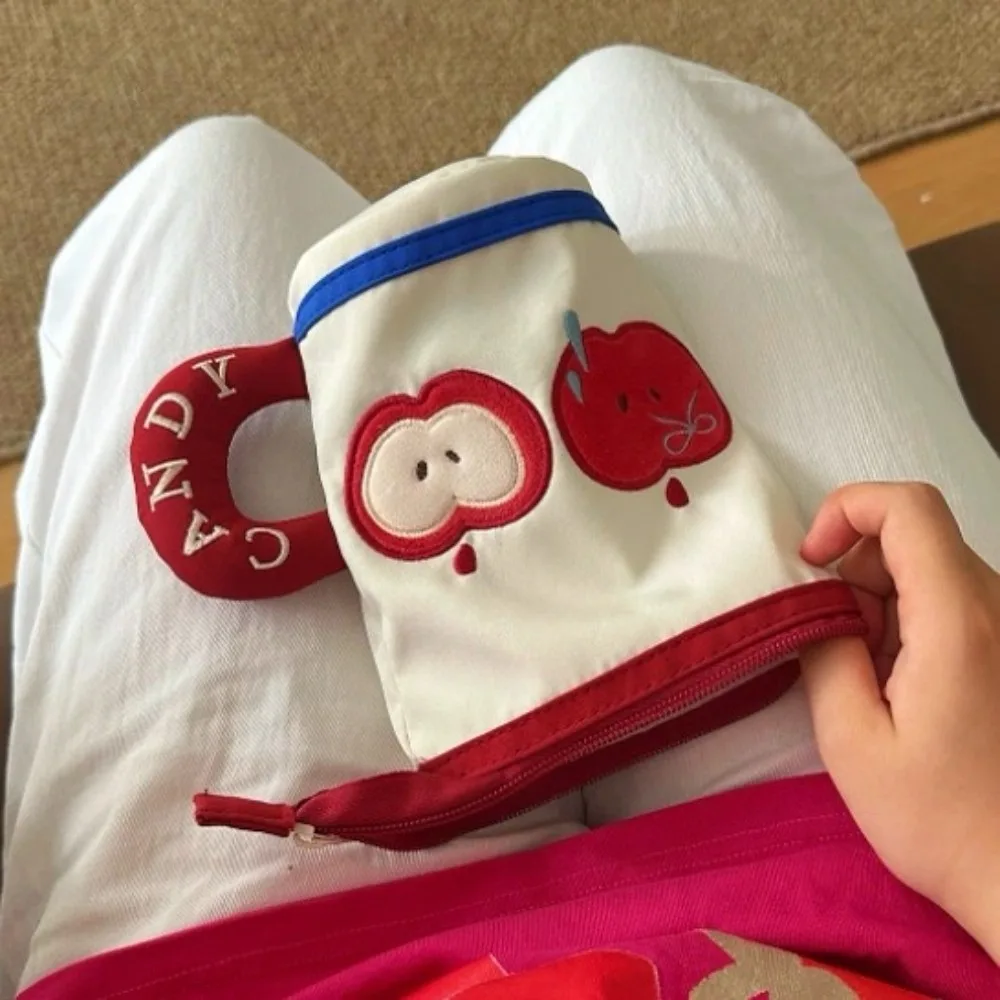 

Desktop Storage Cartoon Cat Stationery Bag Water Cup Shape Large Capacity Handheld Pen Container Aesthetic Korean Style