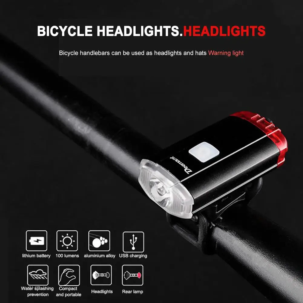 2 in 1 Bike Helmet Light USB Rechargeable Front Back Rear Headlight Flashlight Mountain Bicycle Accessories