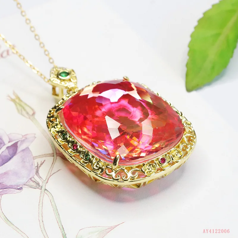Fashion Jewelry Peach Pendant Simulation Tourmaline Necklace Jewelry