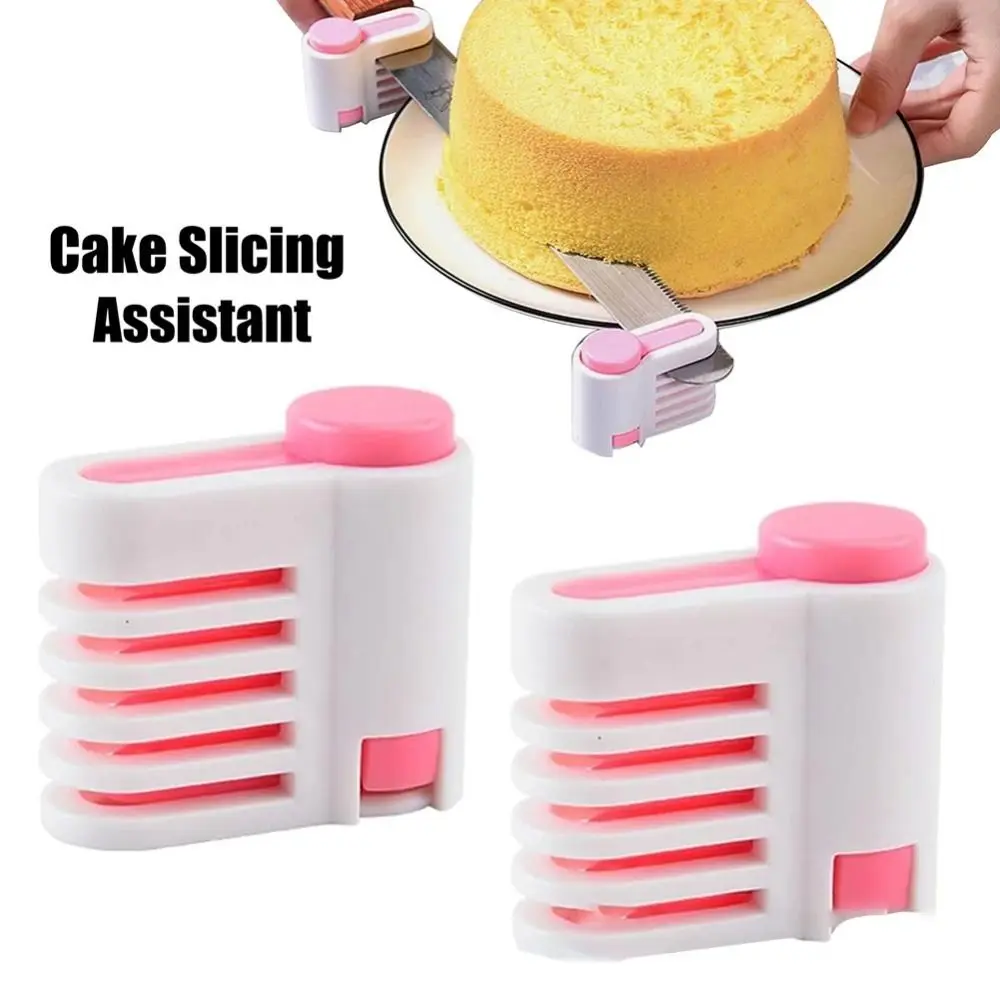 2Pcs ABS Cake Slicing Helper Adjustable Height Dual Side Guide Toast Divider Tool Smooth Cutting Edge Even Cutting Design