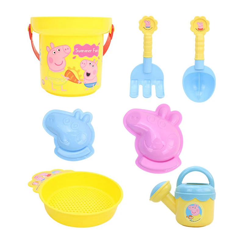 Peppa Pig Simulated Toys Beach Play Sand Tool Kids Beach Playset Emulation Bucket Shovel Sieve Watering Cans Fun Birthday Gifts