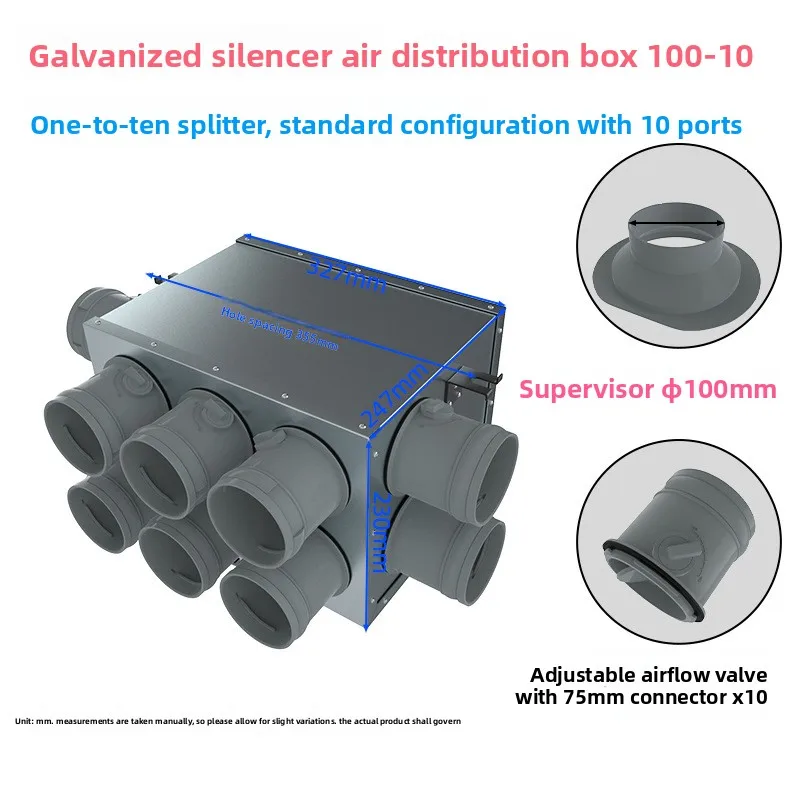 

PE pipe durable square branch box, ten metal galvanized silent air distributor