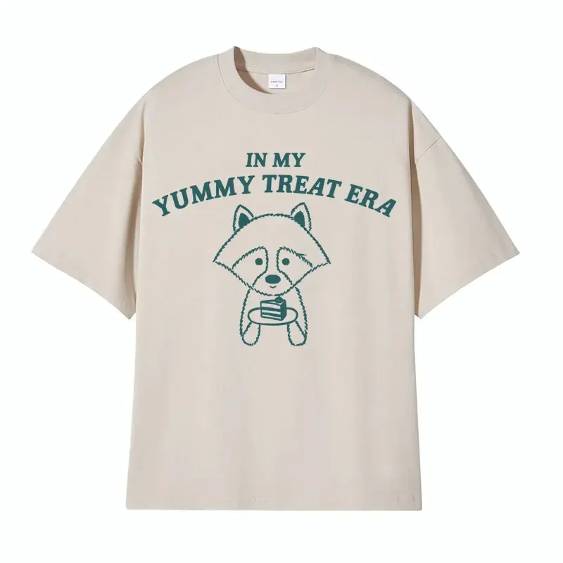 Funny Raccoon Cute Yummy Treats Meme Graphic T-shirt for Men Clothes Fashion Vintage T-shirts Unisex Summer Tops EU Size T Shirt