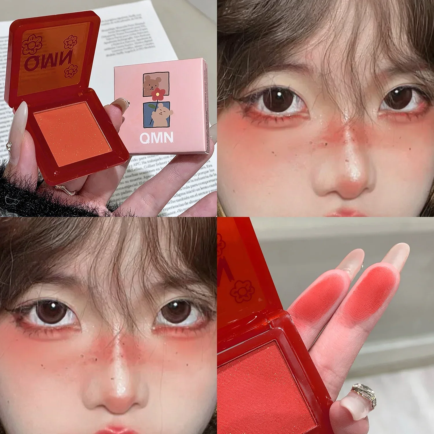 Rosso Red Brighten Face Blush Palette Face Contouring Blusher Cheek Tint Peach Rouge กันน้ํา Monochrome Matte หญิงแต่งหน้า