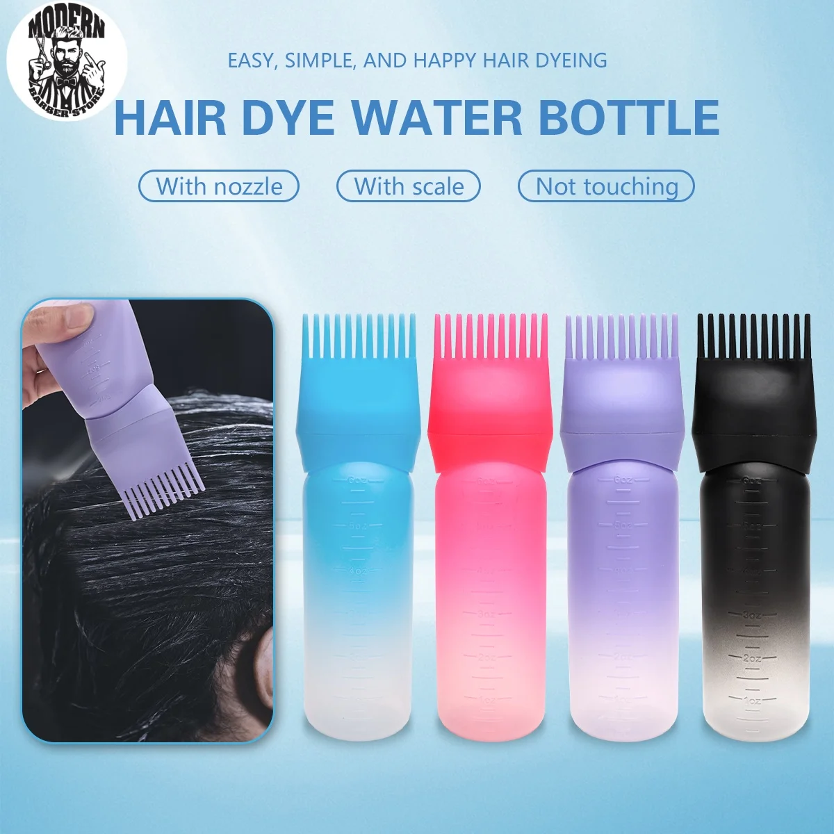 Barber Hair Root Massage Medicine Brush Hair Dye Applicator Bottle Refillable Scalp Applicator Comb Salon Home Coloring Supplies