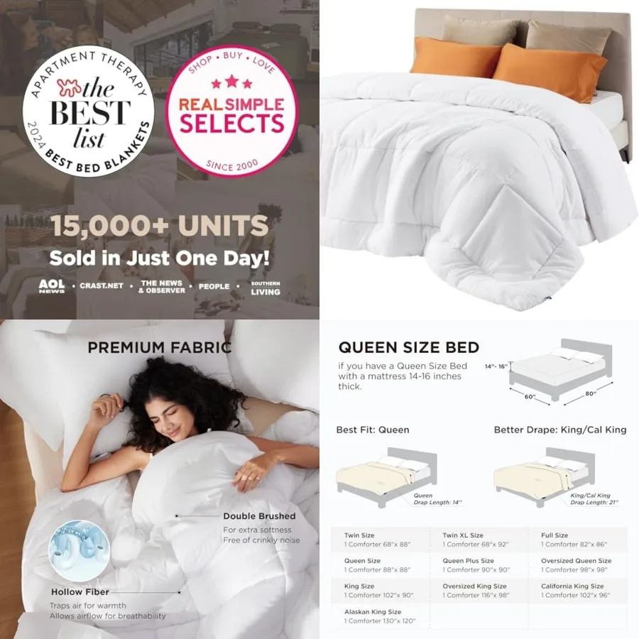 

Comforter Duvet Insert - Quilted Comforters Size, All Season Duvet, GentleSoft Down Alternative Bedding Blanket, with 8 Tabs, G