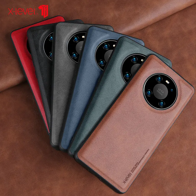 

For Huawei Mate 40 Case Luxury Vintage Leather + Soft Tpu Protective Back Cover Shell For Mate40 Pro X-level