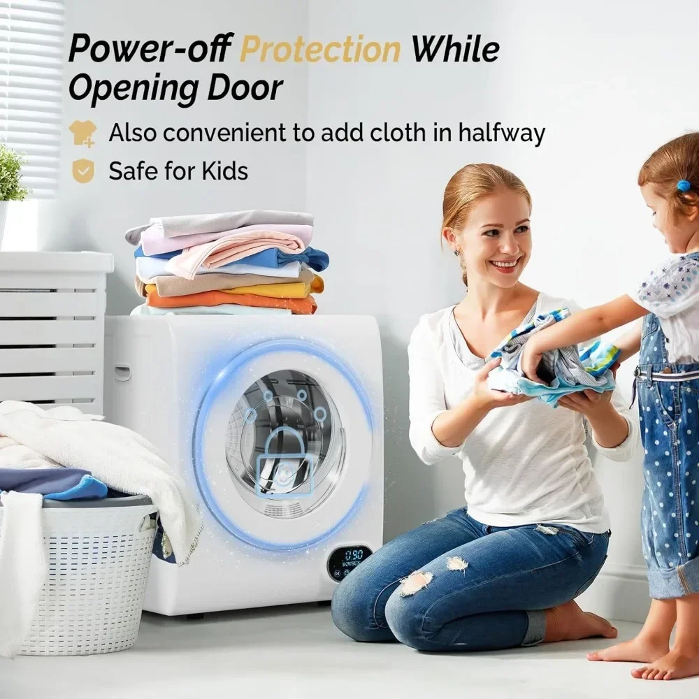 1.5 Cu.Ft Portable Dryer, 110V 850W High End Front Load Laundry Tumble Dryer, Stainless Steel Tub & LCD Touch Panel for Dorm