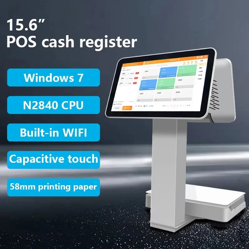 Digital Pos Systems Machine Weighing Scale Wholesale Custom All in One AI 15.6 Inch Dual Touch Screen Electronic view 6
