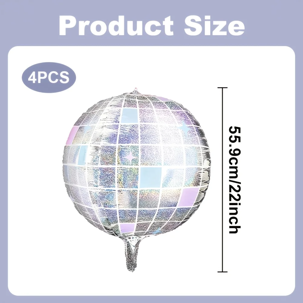 4 Stück Fetti Schillernde Disco-Kugel Folienballons K-Pop-Inspirierte Disco-Junggesellinnenabschied-Party-Deko Ausgefallene Geburtstagsfeier-Zubehör – Detail 3