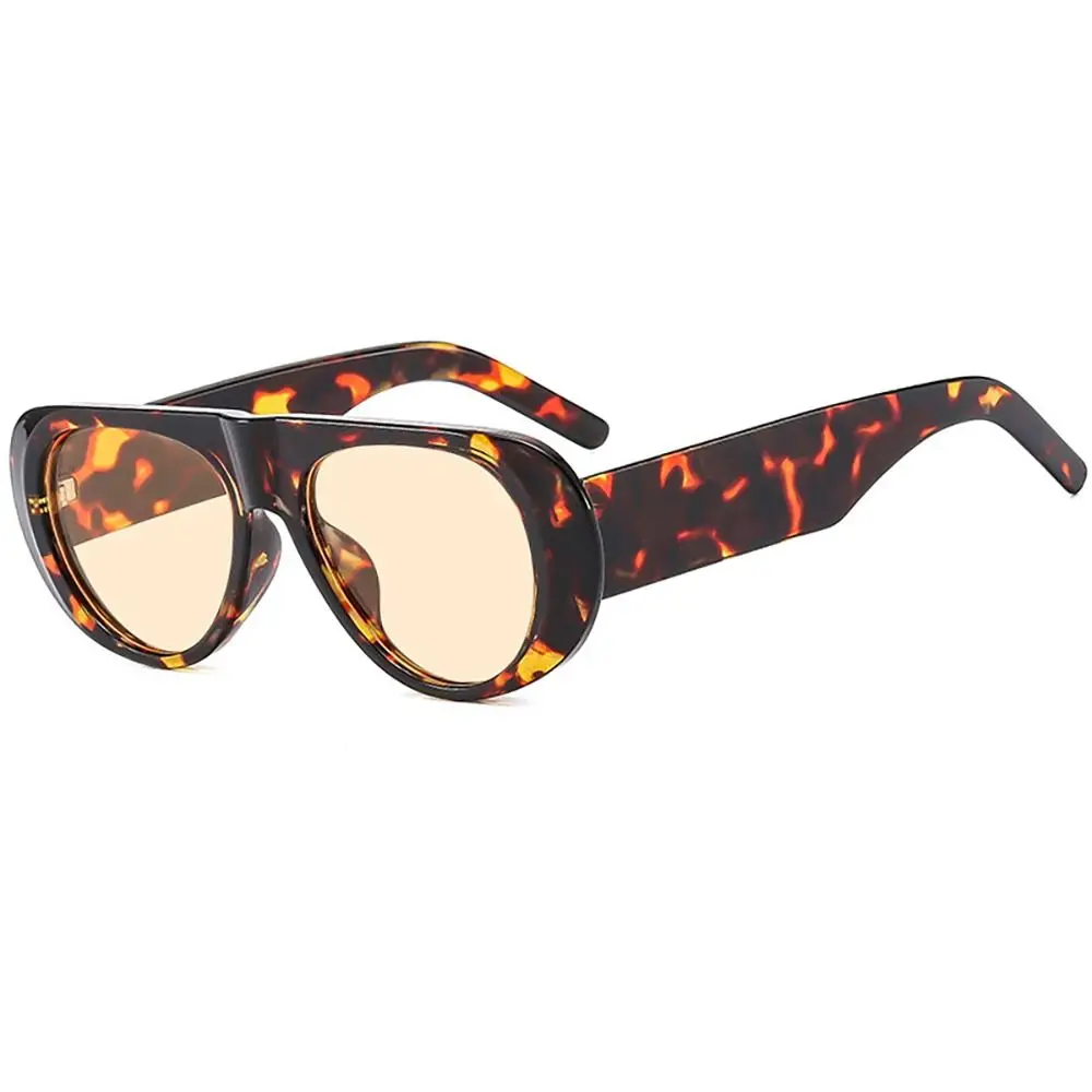 الاتجاه خفيفة الوزن إطار كبير النظارات الشمسية أزياء خمر واسعة الساقين نظارات شمسية ليوبارد طباعة فاسق UV400 نظارات التصوير الفوتوغرافي