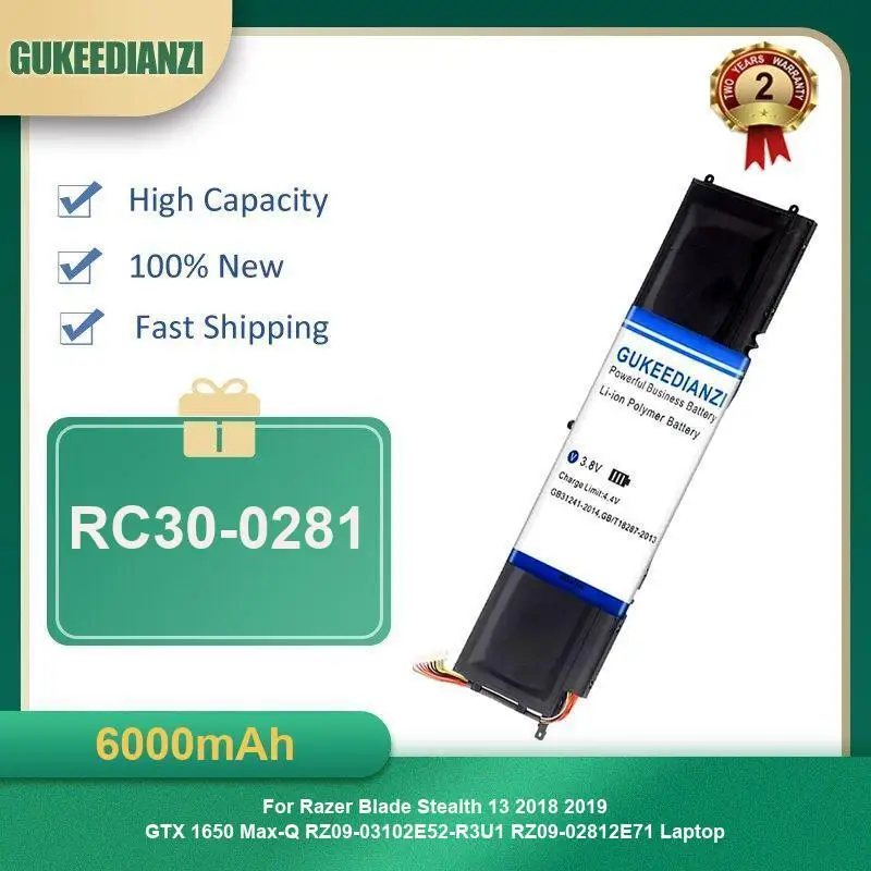 بطارية لـ Razer Blade 15 2020 RZ09-0328 RZ09-03304x RZ09-03305x Stealth 13 "15.6" Pro 17.3" 1650 RC30-0270 RC30-0281 RC30-0248 #3