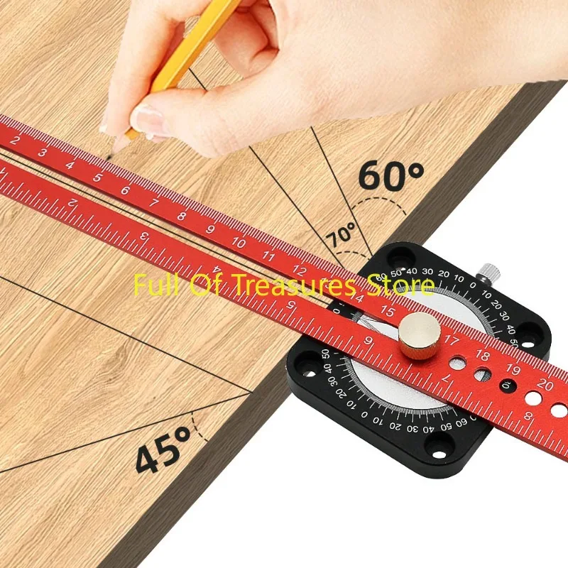 Woodworking Compass Ruler Aluminum Alloy Drawing Compass Parallel/Vertical Line Ruler T-shaped Line Ruler Marking Tool